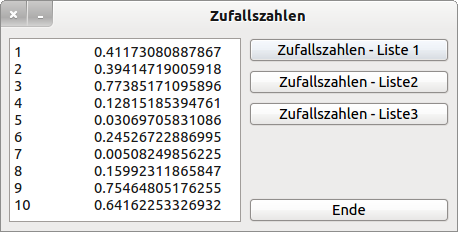 Liste mit Zufallszahlen